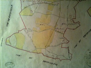 Cadastre de 1828, plan des terres et bois du Francboisier AD 27, cote 3PL1034 bis.