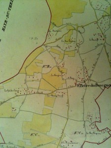 Cadastre  de 1828, plan de Hautes-Terres AD 27,  cote 3PL1034 bis.