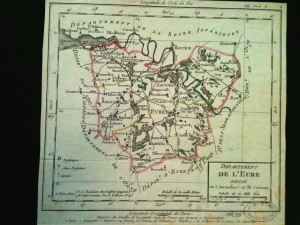 Carte du département de l'Eure XIX ème siècle. AD27 cote 1 PL29