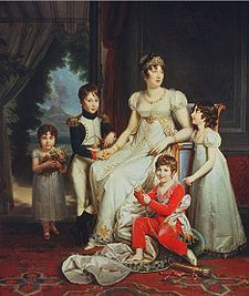 Portrait de Caroline Bonaparte et de ses enfants par François Gérard en 1808, (Wikipédia).
